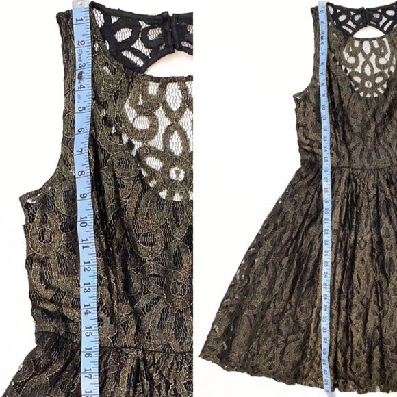 NWT Anthro Gold/Black Shimmering Lace Cocktail Dress By Frock Tracy Reese Size 6 - Picture 15 of 15
